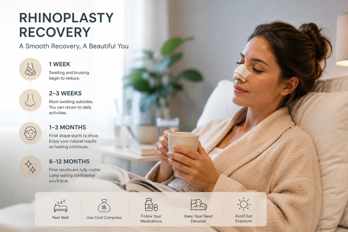 Rhinoplasty recovery timeline explained by Dr. İsa Dağlı in Antalya, Turkey